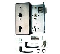 Alberts 418700 Boîtier de serrure | avec serrure galvanisée | acier | cote axe 55 mm | 185 x 90 x 40 mm