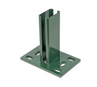 Alberts 686079 Support de poteau pour poteau de clôture pour panneaux à double barre, galvanisé à chaud, vert, plaque de 150 x 100 mm, poteaux de 60 x 40 mm