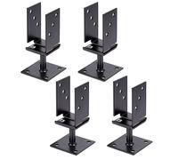 Alberts 825225 Support de poteau en U - réglable en largeur - sur platine - noir - plastifié | kit de 4