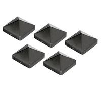 Alberts 839925 Capuchon de poteau pour poteaux en bois | forme haute | fonte d'aluminium | en anthracite métallique | 90 x 90 mm | kit de 5
