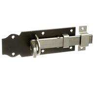 Alberts 840730 Verrou porte-cadenas | droit, avec poignée plate et boucle serrée | galvanisé, en bleu, platine laquée en noir | platine 140 x 52 mm | kit de 10