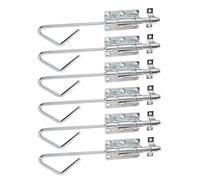 Alberts 842604 Lot de 6 loquets de serrure à boulon | Avec boucle fixée | Galvanisé | Passivé à couche épaisse | Plaque 100 x 60 mm | Boulon 16 x 320 mm