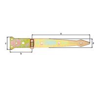 Alberts 845537 Lot de 10 suspensions de lancer | Avec goupille rivetée | Galvanisé | Passivé à couche épaisse | Bande 252 x 35 mm | Charnière 77 x 48 mm