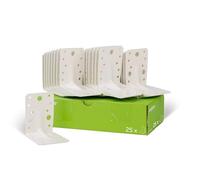 Alberts 846671 Équerre d'assemblage renforcée avec nervure | galvanisée, plastifiée, en blanc | 90 x 90 x 65 mm | kit de 25