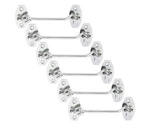 Alberts 857332 Crochet contrevent | avec platines d'angle ou œillets sur les platines | électro-galvanisé, passivé à couche épaisse | longueur 100 mm | crochet Ø 5,2 mm | kit de 6