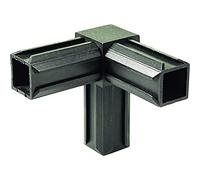 Alberts 859817 Raccord XD pour tubes carrés | à 90°, avec une sortie supplémentaire à angle droit | plastique, en noir | 20 x 20 x 1,5 mm | kit de 10