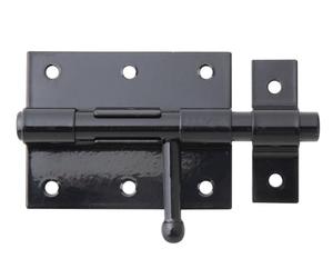 Alberts 863197 Verrou à boulon | avec poignée ronde et boucle fixée | plastifié noir | plaque 80 x 63 mm | Ø du boulon 11,5 mm | longueur totale 116 mm | kit de 10