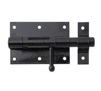 Alberts 863210 Verrou de box | avec poignée ronde et boucle serrée | plastifié, en noir | platine 95 x 67 mm | boulon Ø 15,5 mm | longueur totale 135 mm | kit de 10