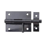 Alberts 863371 Verrou de box | avec poignée ronde et boucle serrée | plastifié, en noir | platine 70 x 57 mm | boulon Ø 9,5 mm | longueur totale 100 mm | kit de 10