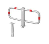 Alberts GAH 770013 Support de stationnement Stoppy I | en Option dans différentes Versions | à Poser dans Le béton, Pliable | galvanisé à Chaud, avec Anneaux Rouges | 450 x 950 mm, Blanc