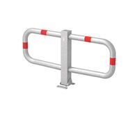 Alberts GAH 770037 Support de stationnement Stoppy I | en Option dans différentes Versions | à Visser, Pliable | galvanisé à Chaud, avec Anneaux Rouges | 450 x 950 mm, Blanc