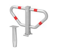 Alberts GAH 770099 Support de stationnement Stoppy II | en Option dans différentes Versions | à Poser dans Le béton, Pliable | galvanisé à Chaud, avec Anneaux Rouges | 450 x 750 mm, Blanc