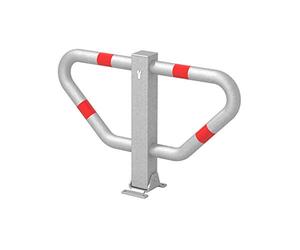 Alberts GAH 770112 Support de stationnement Stoppy II | en Option dans différentes Versions | à Visser, Pliable | galvanisé à Chaud, avec Anneaux Rouges | 450 x 750 mm, Blanc