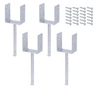 Alberts Lot de 4 supports de poteau en U - Avec ancrage béton en acier ondulé - Galvanisé à chaud - Largeur lumineuse : 91 mm - Avec 24 vis