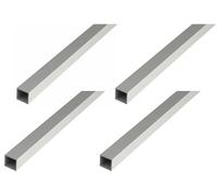 Alberts Lot de 4 tubes carrés | Aluminium anodisé argenté | 2000 x 25 x 25 mm