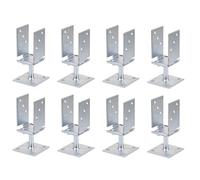 Alberts Lot de 8 supports de poteau en U, largeur réglable et à visser, galvanisé, passivé par couche épaisse, largeur 71-131 mm