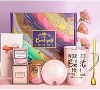 ALBISS - Tasse en Céramique « Worlds Best Mum » - Cadeau d'Anniversaire pour Maman - Coffret Cadeau pour Elle - 414 ml