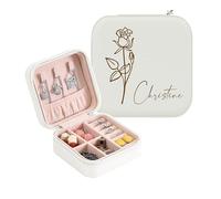 ALBK Boite a Bijoux Femme Fille - personnalisée cadeau femme avec nom, Petite boîte à bijoux de voyage personnalisée, Boîte à Bijoux Voyage Rangement Bijou pour Collier Boucle d'oreille Bracelets