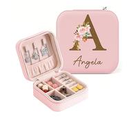 ALBK Boite a Bijoux Femme Fille - personnalisée cadeau femme avec nom, Petite boîte à bijoux de voyage personnalisée, Boîte à Bijoux Voyage Rangement Bijou pour Collier Boucle d'oreille Bracelets