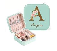ALBK Boite a Bijoux Femme Fille - personnalisée cadeau femme avec nom, Petite boîte à bijoux de voyage personnalisée, Boîte à Bijoux Voyage Rangement Bijou pour Collier Boucle d'oreille Bracelets