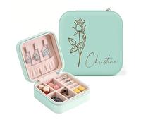 ALBK Boite a Bijoux Femme Fille - personnalisée cadeau femme avec nom, Petite boîte à bijoux de voyage personnalisée, Boîte à Bijoux Voyage Rangement Bijou pour Collier Boucle d'oreille Bracelets