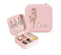 ALBK Boite a Bijoux Femme Fille - personnalisée cadeau femme avec nom, Petite boîte à bijoux de voyage personnalisée, Boîte à Bijoux Voyage Rangement Bijou pour Collier Boucle d'oreille Bracelets