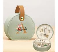 ALBK Boîte à bijoux personnalisée Femme - Boîte à bijoux avec initiale, fleur de naissance et nom, Cadeau d'anniversaire ou de Noël pour les filles et les amies
