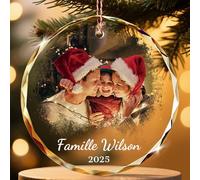 ALBK Boule de Noël en Cristal Personnalisée avec Photo et Nom - Décoration Personnalisable pour Sapin 2025 - Cadeau Émotionnel pour Famille, Couples et Amis