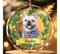 ALBK Boule de Noël en Cristal Personnalisée avec Photo - pour Chien, Chat et Animal de Compagnie - Décoration Personnalisée pour Sapin de Noël 2025 - Cadeau Unique pour Maîtres d'animaux