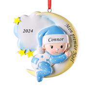 ALBK Boule Mon 1er Noel - Mon Premier Noel, Boule Noel Personnalisable, Boule de Noël Personnalisée, Décorations de Noël Personnalisé pour l'arbre (Garçons, Lune)