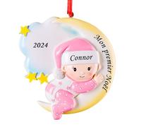 ALBK Boule Mon 1er Noel - Mon Premier Noel, Boule Noel Personnalisable, Boule de Noël Personnalisée, Décorations de Noël Personnalisé pour l'arbre (Filles, Lune)