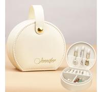 ALBK Cadeau Personnalisé Femme Boîte à bijoux Femme de Voyage -boîte à bijoux personnalisée avec initiale, fleur de naissance et nom, Noël Anniversaire cadeau d'anniversaire pour les filles, les amies