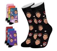 ALBK Chaussettes Personnalisées Photo, Chaussettes Hommes Chaussettes Colorées Cadeaux pour Papa Chaussettes Photo Imprimées Cadeaux Drôles pour Hommes Cadeau Fête des Pères Anniversaire