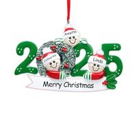 ALBK Décoration de Noël Familiale Personnalisée 2025 - Décoration Personnalisé Sapin Noël avec Année - Déco Résine Couronne avec Noms & Texte - Cadeau pour Famille de 3 Membres