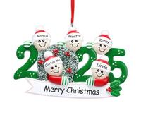 ALBK Décoration de Noël Familiale Personnalisée 2025 - Décoration Personnalisé Sapin Noël avec Année - Déco Résine Couronne avec Noms & Texte - Cadeau pour Famille de 5 Membres