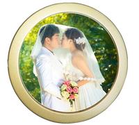 alblinsy Cadre photo rond en bois à suspendre pour décoration murale de maison et bureau (doré, 20,3 cm)