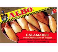 Albo Calamares Encornets Farcis à l'Encre de Seiche, Sauce Noire, Recette Traditionnelle, Pack de 2 Boîtes de 115g