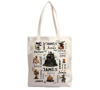 Albrayst Sac fourre-tout en toile d'Halloween personnalisé avec nom pour tours ou friandises, cadeaux de fête, 40 x 34 cm, horreur