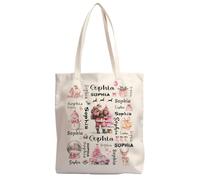 Albrayst Sacs de Noël personnalisés, nœud rose, 40 cm x 34 cm, grand sac fourre-tout réutilisable en toile pour enfants, fournitures de fête de Noël