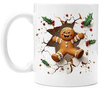 Albrayst Tasse de Noël en céramique de 325 ml - Design double face pour la joie des vacances, imprimé pain d'épice festif, idéal pour le cacao chaud, le café, le thé (8,1 cm de large x 9,4 cm de haut)