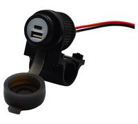 Albrecht Prise USB A+C Motorrad Duo QC3.0 12-24 volts Charge de courant max=2 A Prise USB double pour l'installation sur une moto