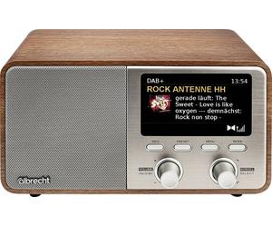 Albrecht DR 760 Radio de table DAB+, FM DAB+, AUX, Bluetooth Boîtier en bois véritable, avec caisson d'enceinte bois, marron