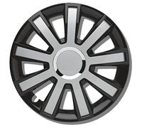 Albrecht 16 pouces noir/argent enjoliveurs pour jantes en acier - Flash enjoliveur de roue en plastique avec peinture en couches - Enjoliveurs dans l'emballage d'origine Albrecht - Fabriqué en UE