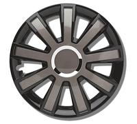 Albrecht 16 pouces noir/gris enjoliveurs pour jantes en acier - Flash enjoliveur de roue en plastique avec peinture en couches - Enjoliveurs dans l'emballage d'origine Albrecht - Fabriqué en UE