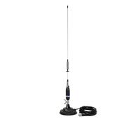 Albrecht S75 Antenne radio CB mobile avec base magnétique 127 mm de longueur totale 76 cm Kit complet avec câble de 4 m et fiche PL, inclinable, en acier inoxydable