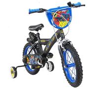 albri 16 Pouces, vélo Batman, avec stabilisateurs latéraux, Bouteille d'eau et Bouclier Avant personnalisé. Fabriqué en Italie pour Enfant, Noir
