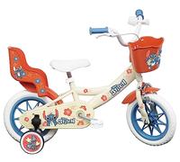 ALBRI Stitch Vélo de 12 Pouces avec Panier et Porte-ambole, Bicyclette pour Fille, Blanc
