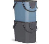 Albula Jeu De 2 Systèmes De Tri Des Déchets 25l Pour La Cuisine, Plastique (Pp) Sans Bpa, Anthracite/Bleu, 2 X 25l (40.0 X 23.5 X 34.0 Cm)
