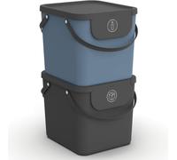 Albula Jeu De 2 Systèmes De Tri Des Déchets 40l Pour La Cuisine, Plastique (Pp) Sans Bpa, Anthracite/Bleu, 2 X 40l (40.0 X 35.8 X 34.0 Cm)