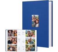 Album 10x15 450 Photos Avec Surface d'Écriture, Couverture en Lin Avec Fenêtre Frontale - Livre pour Enfants, Voyages, Famille, Images Bébé (Bleu)